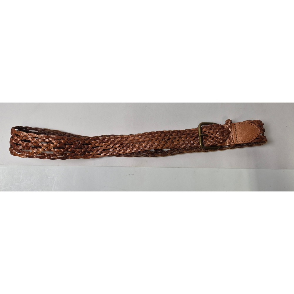 Womens‎ Genuine Leather Braided Belt Metallic Bronze Copper Woven Boho Medium